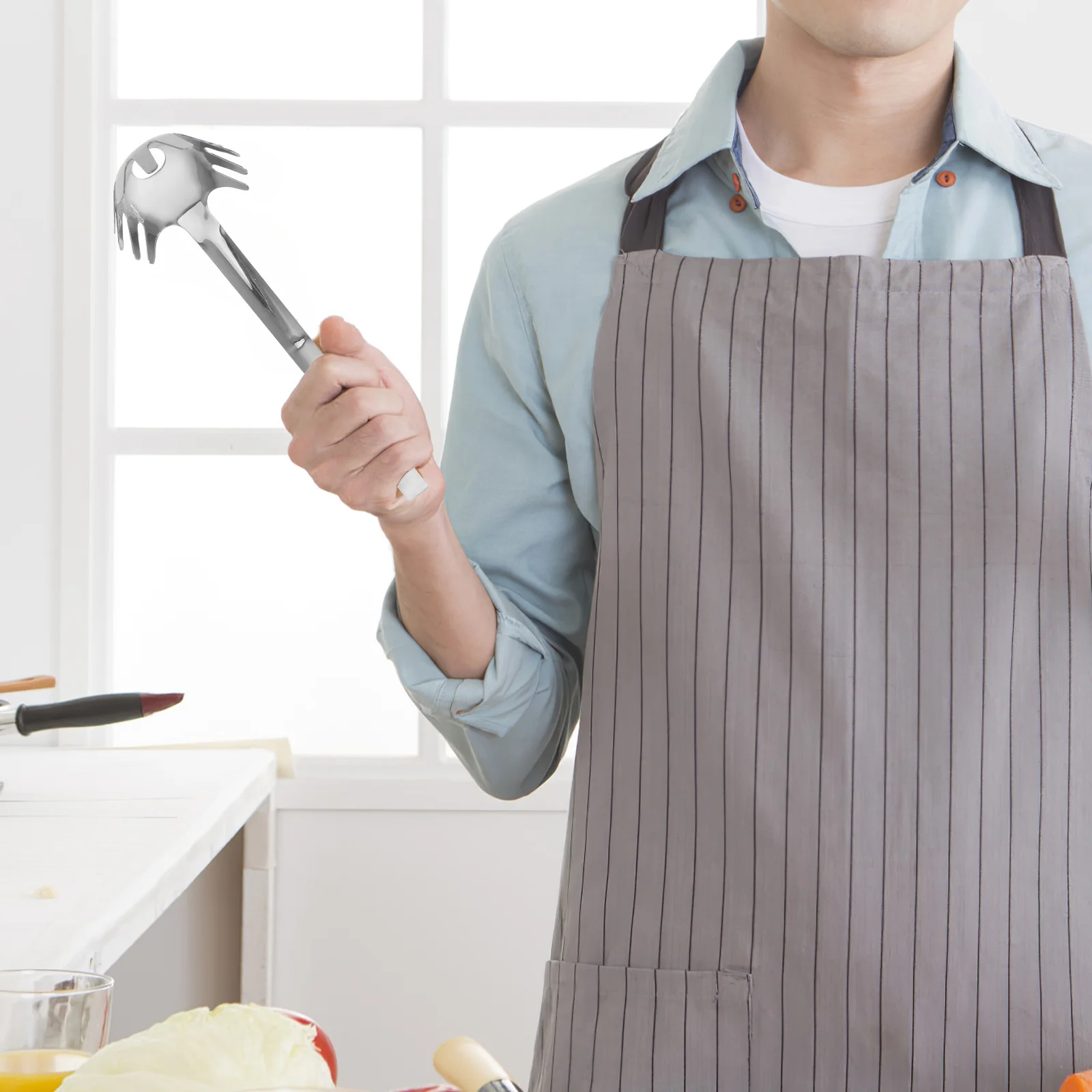 

1Set Stainless Steel Pasta Measuring Tool Spaghetti Fork Kitchen Necessities Pasta Measuring Device Metal Spaghetti Spoon