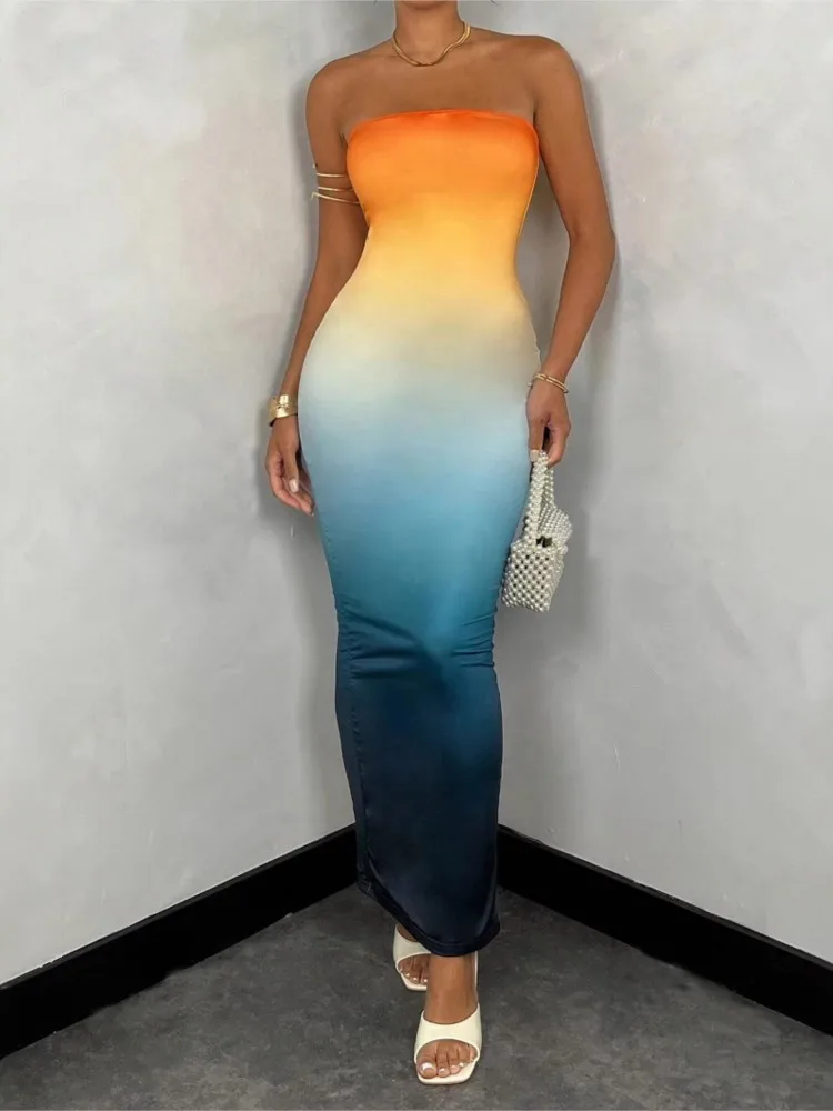 Lady Sexy Slim Dress Fashion Sleeveless Strapless Package Hip Dresses For Women Elegant Holiday Beach Party Skirt Clothes Summer