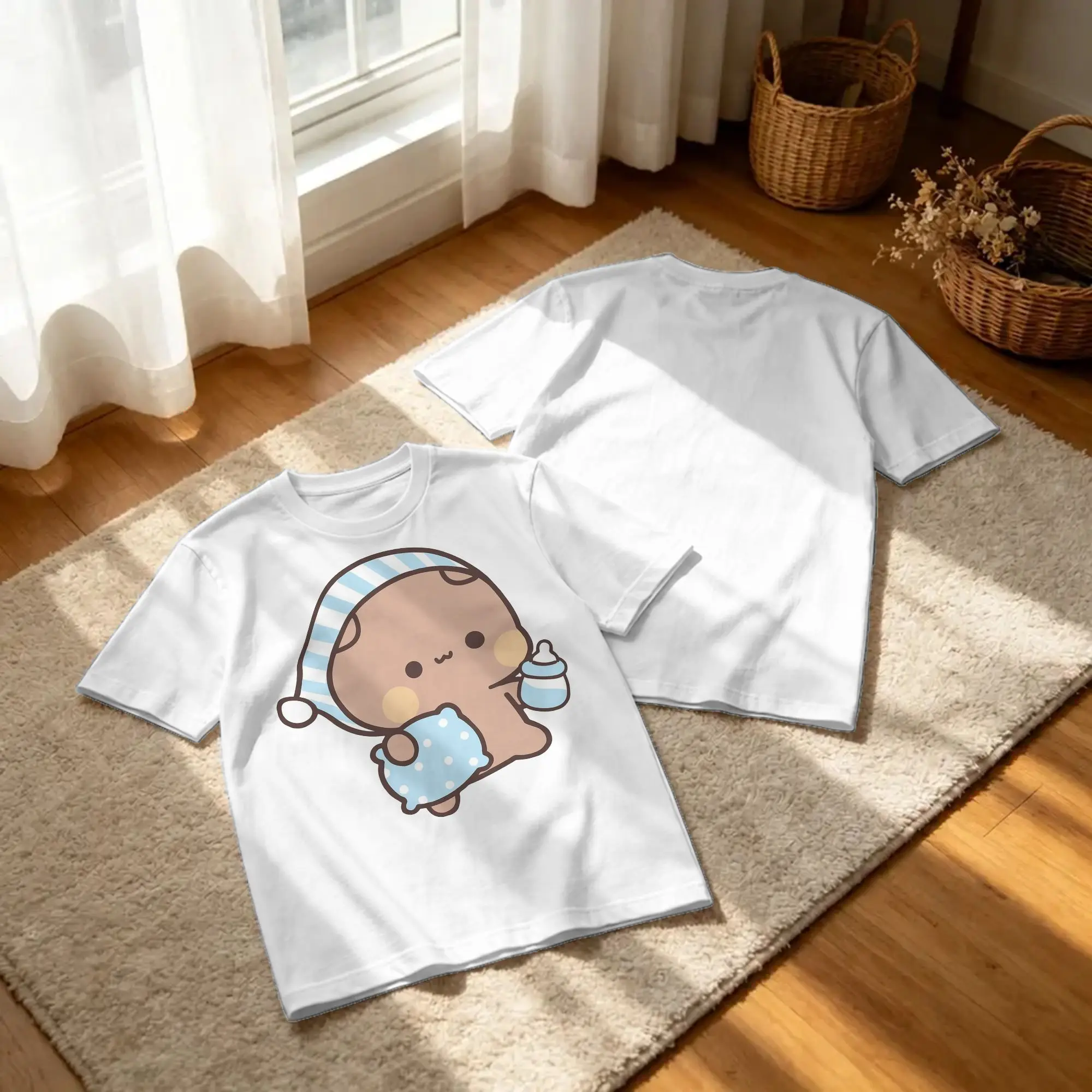 Men Women's T-Shirt Bubu Dudu Sleep Vintage Cotton Tee Shirt Short Sleeve Panda Bear T Shirts Crew Neck Clothes 4XL 5XL