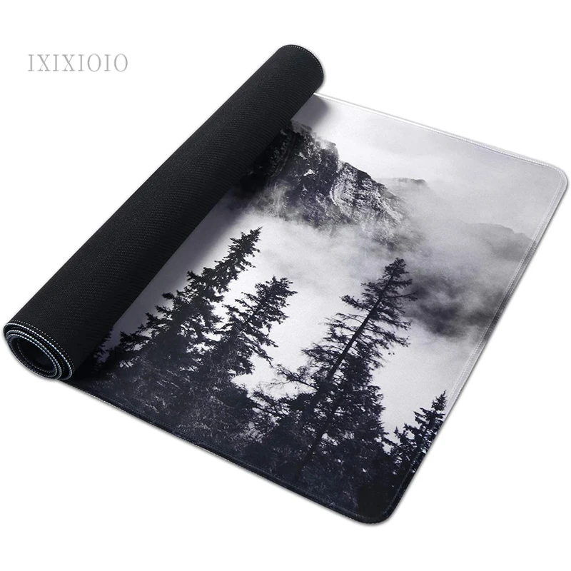 Black Edge Misty Forest Mouse Pad Gaming XL Custom Computer Mousepad XXL MousePads Mouse Mat Carpet Non-Slip Office Table Mat