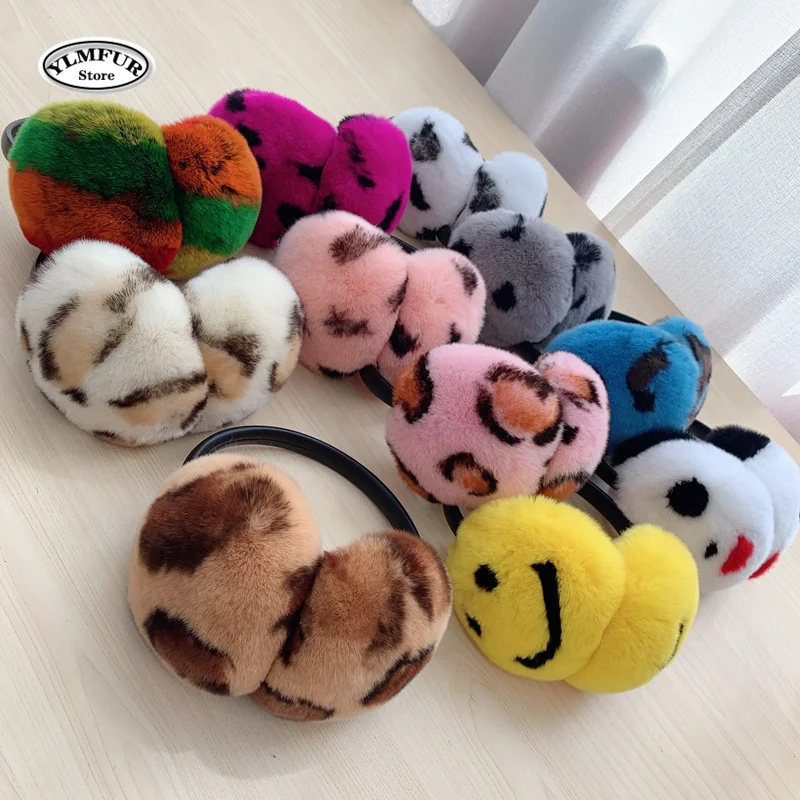 100% ธรรมชาติขนสัตว์หู Muffs สําหรับผู้หญิงฤดูหนาวหูฟังนุ่ม WARM CABLE Furry Real Rex กระต่ายหูสําหรับเย็นสภาพอากาศ