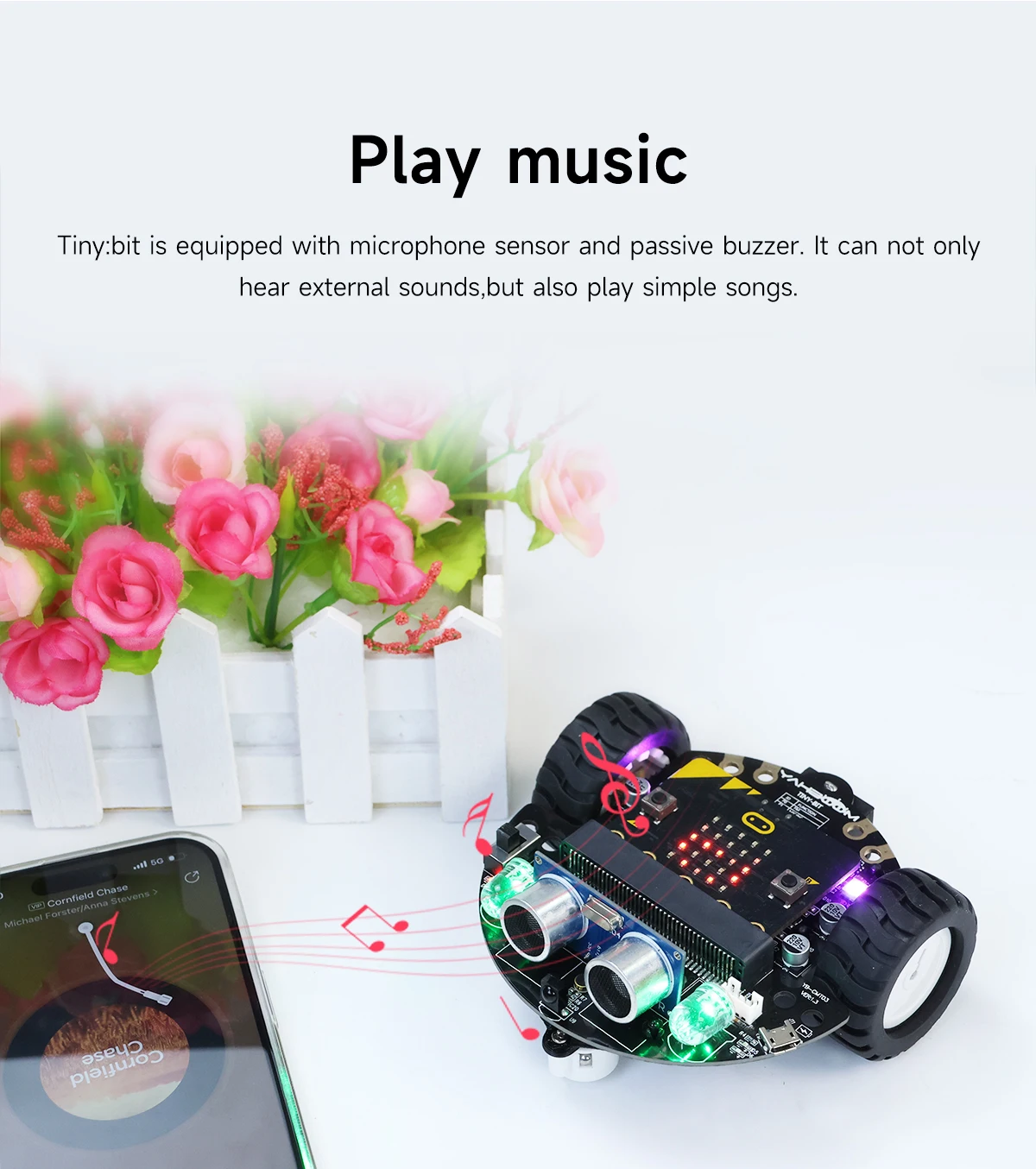 Yahboom Smart Robot Car Kit for BBC Micro:bit STEM Science Kits Coding Robots Microbit Car Handle Support MakeCode Programming
