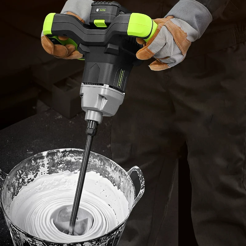 Lithium-ion Mixer Drill with Extension Pole, M14 Threaded Connection, for Mixing Putty, Cement, and Paint, with LED Light