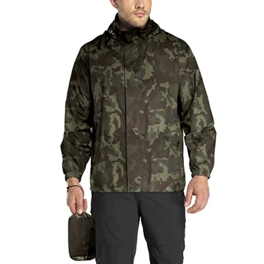 

33, 000Feet Packable Rain Jacket Men's Lightweight Waterproof Rain Shell Jacket Raincoat with Hood for Golf Cycling Windbreaker