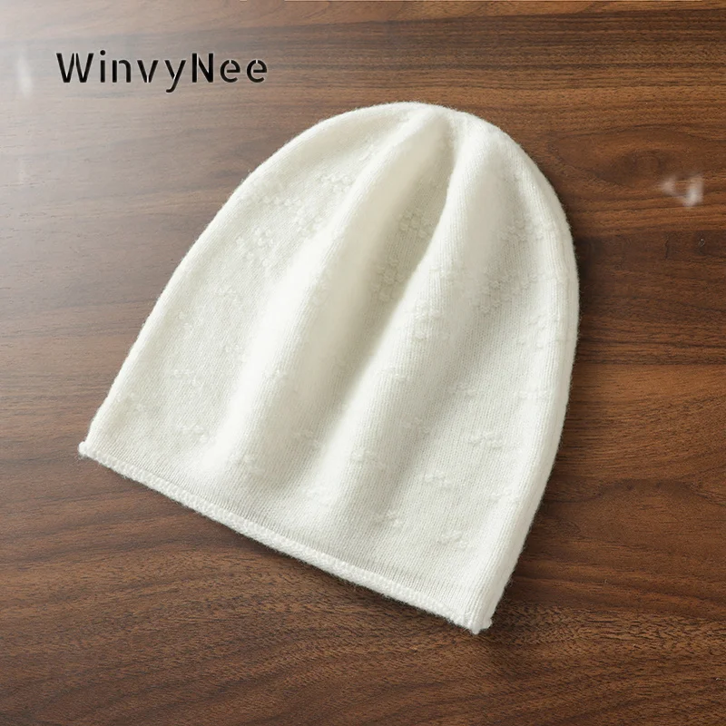 WinvyNee Women 100% Wool Cloud Puffy Slouchy Beanie Knit Hat Autumn Winter Soft Elastic Warm Fine Texture Air Permeable I1883033