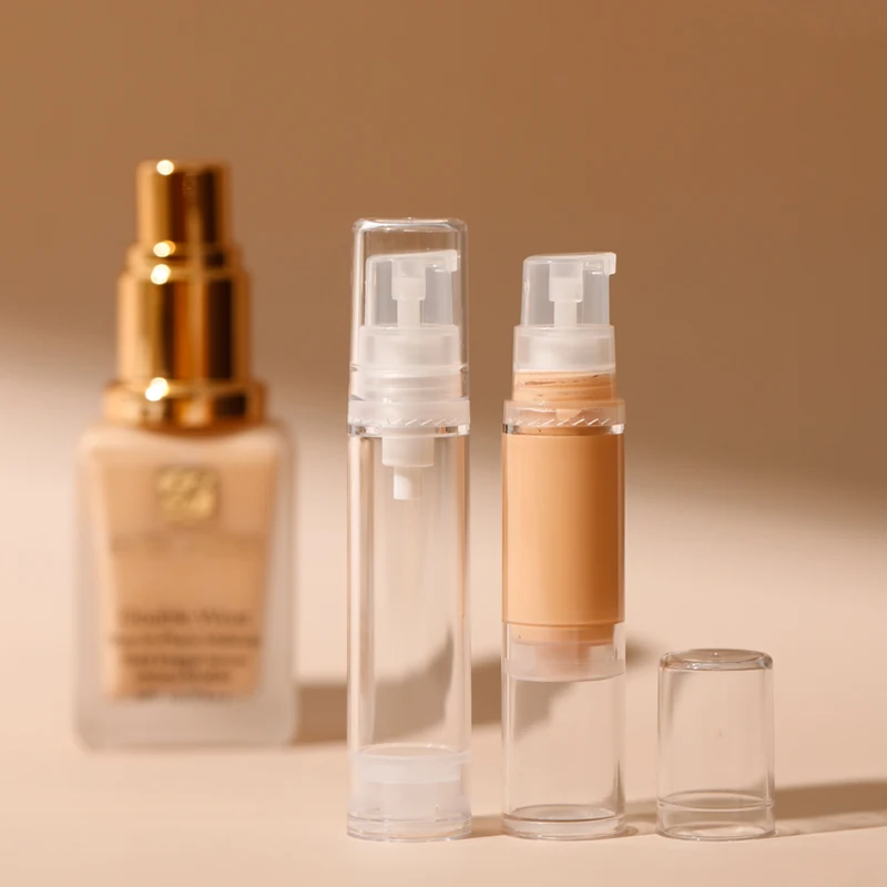 Liquid Foundation Travel Bottle 5ml 10ml 15ml Mini Cosmetic Foundation Sample Repackaging Tools Airless Pump Bottle Portable