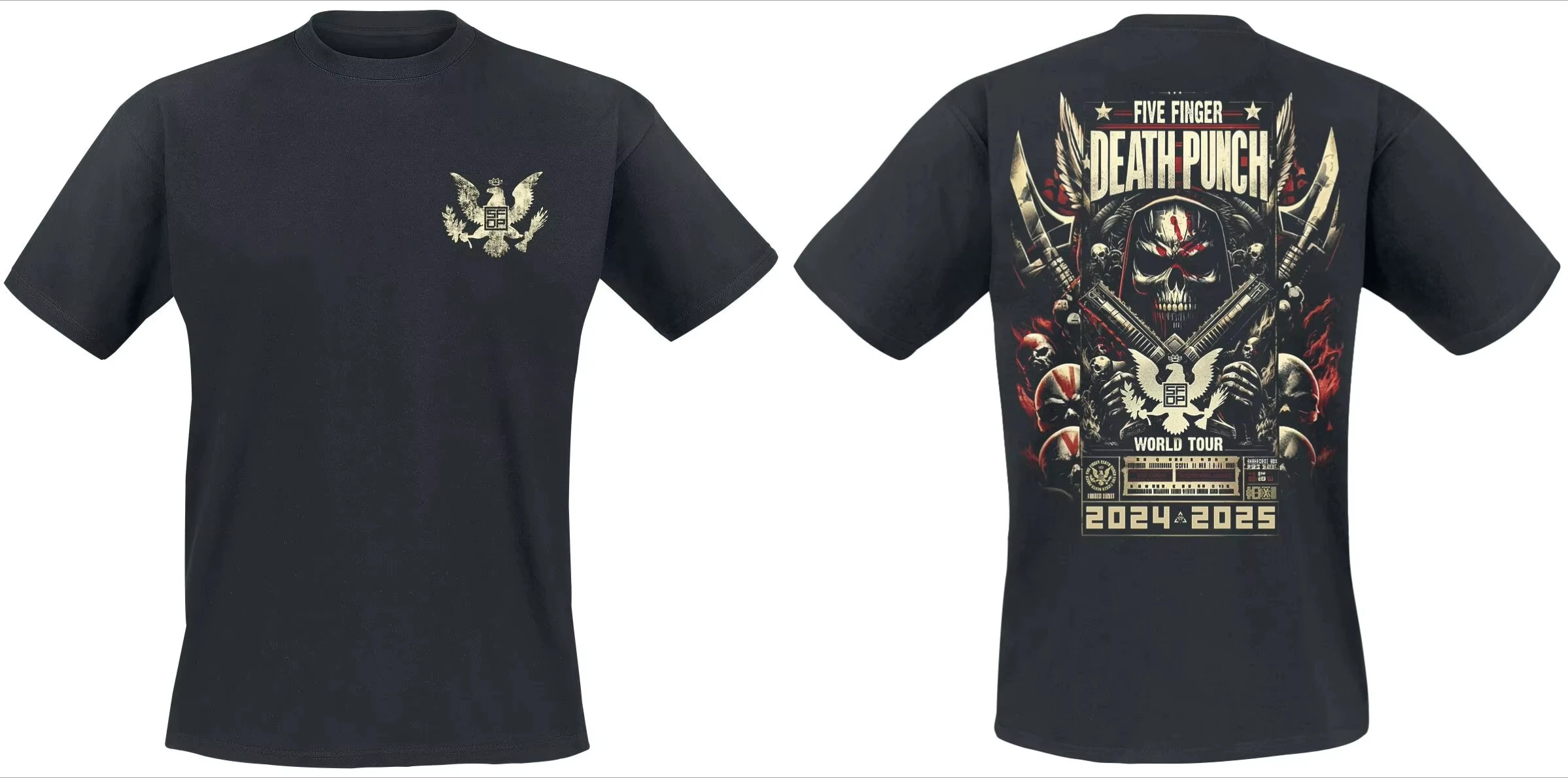 2026 New Cool Five Finger Death Punch Bloody Skull Print T-Shirt  Cotton Unisex Metal Fans Casual Tee view 6