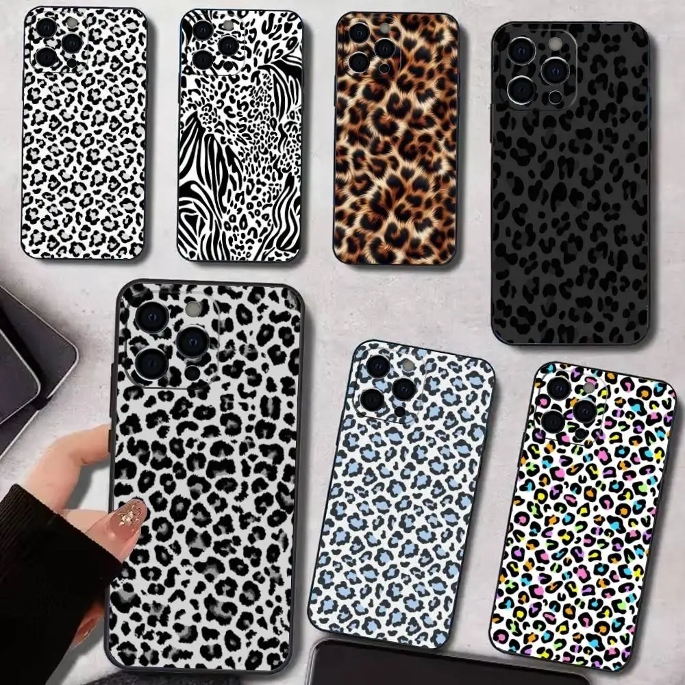 

Leopard Print Panther Phone Case For IPhone 17,16,15,14,13,12,11,Plus,Pro,Max,Plus,XS,soft case Black silicone