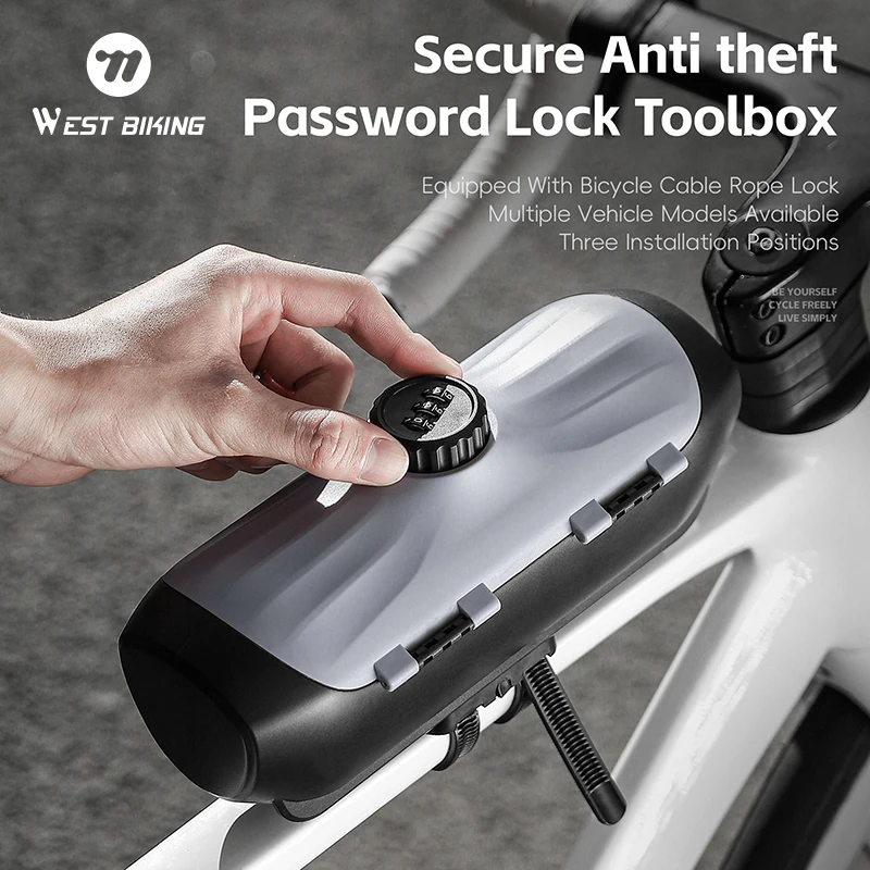 

WEST BIKING Cycling Password Tool Box Bicycle Frame Bag Rainproof Anti theft Toolbox Glasses Storage Box MTB Bike Accessories