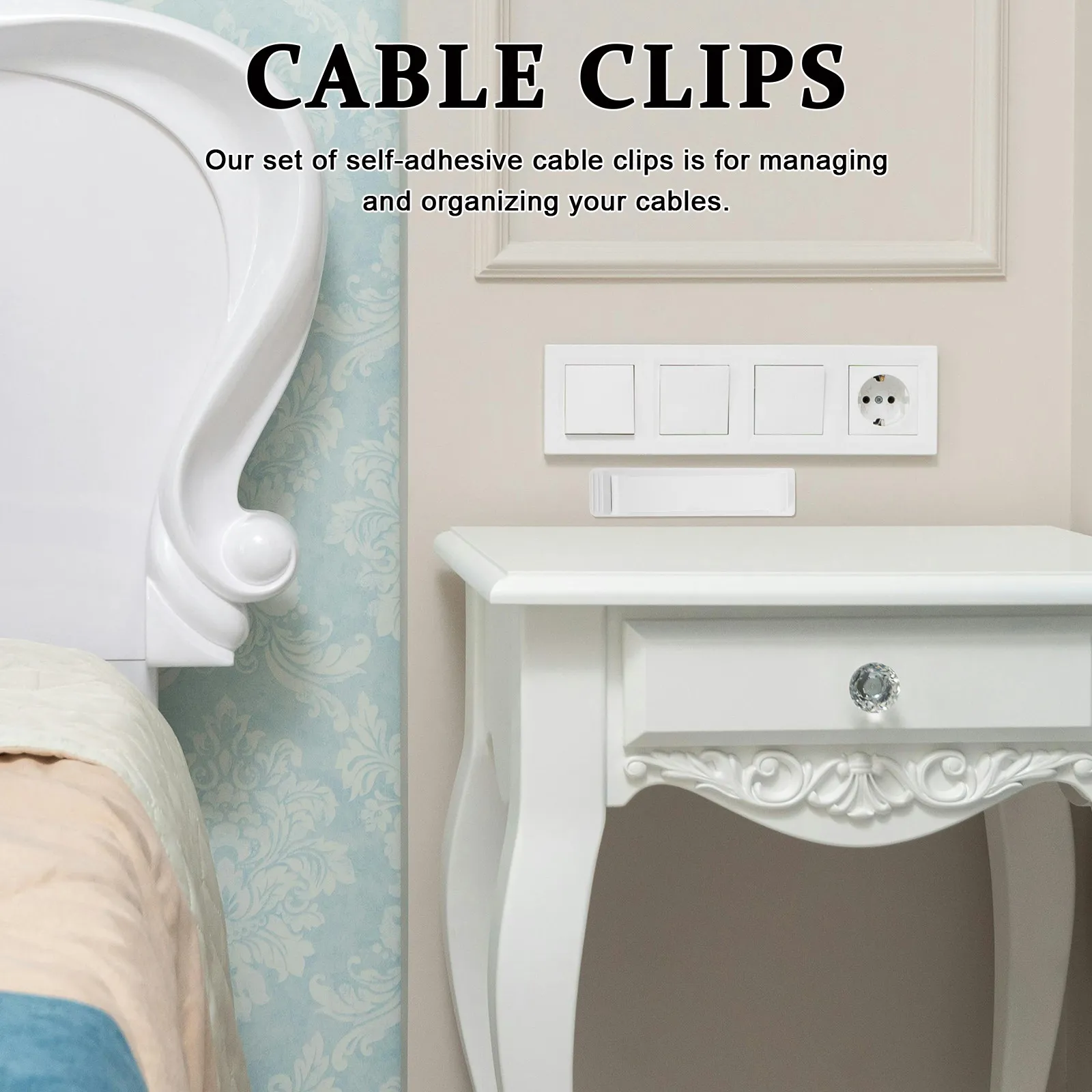 

10Pcs Self-Adhesive Cable Clips for Desk Wire Organizer Cord Holders for Cables Wall Cable Management USB Charging Cord Holder