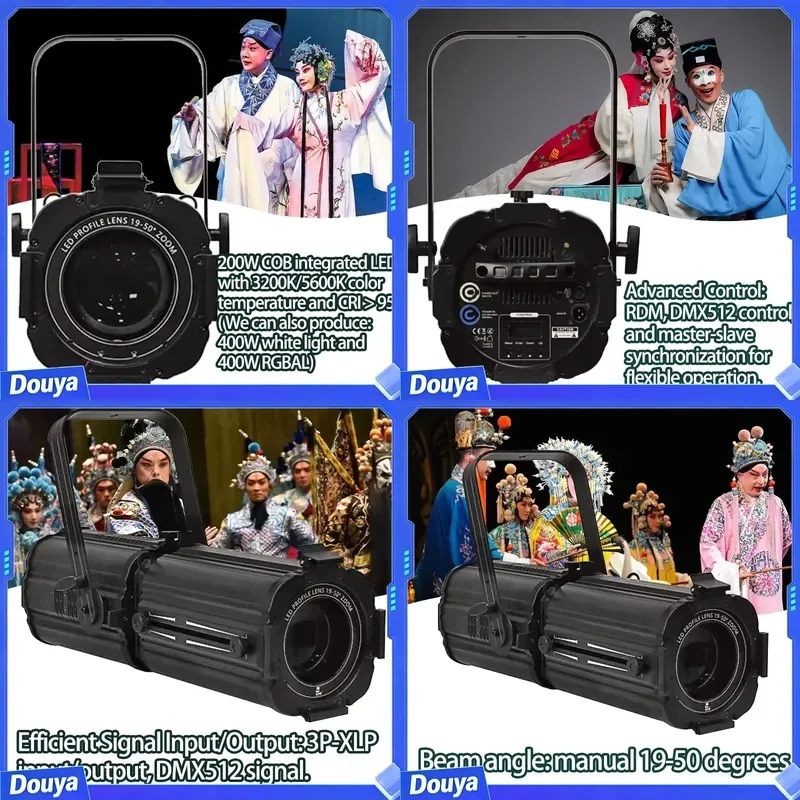 Igracelite Manual Zoom 200W White Led Ellipsoidal Theater LED Zoom Profile Ellipsoidal Leko Spotlight