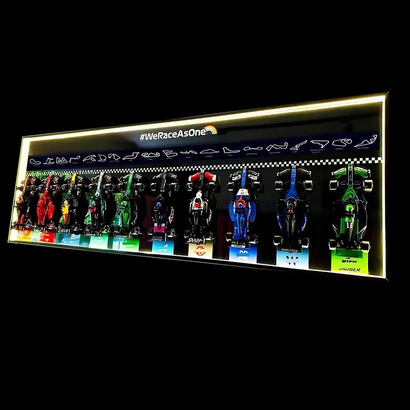 Új, 43,5 hüvelykes LED-es fém fali tartó a LEGO Speed ​​Champions Ultimate Formula 1-hez, világító fali tábla a LEGO F1 Speedhez