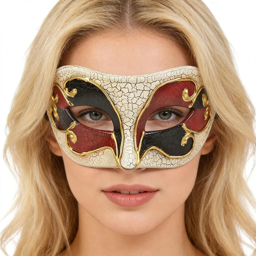 

Retro Venice Mask Cosplay Vintage Venetian Type Half Face Masks Carnival Masquerade Dress Up Halloween Party Costume Props Gifts