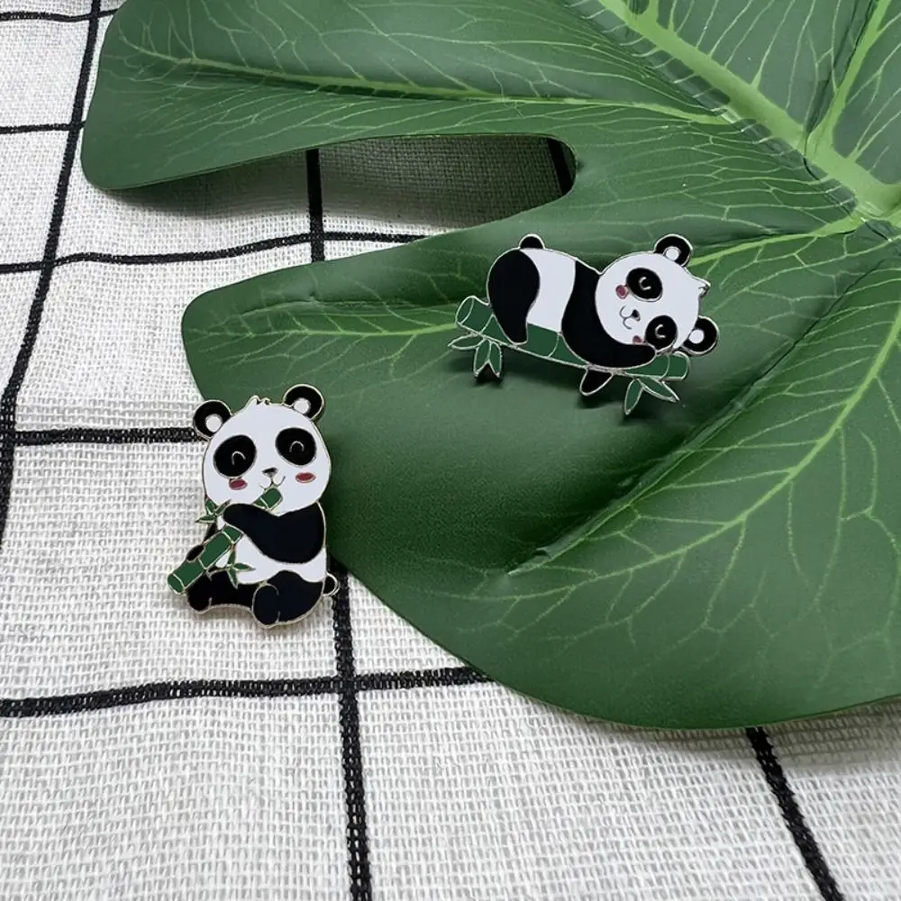 Cute Enamel Giant Panda Alloy Brooch Oil Dripping Chinese Style Scarf Buckle Lapel Pin Backpack Accessory