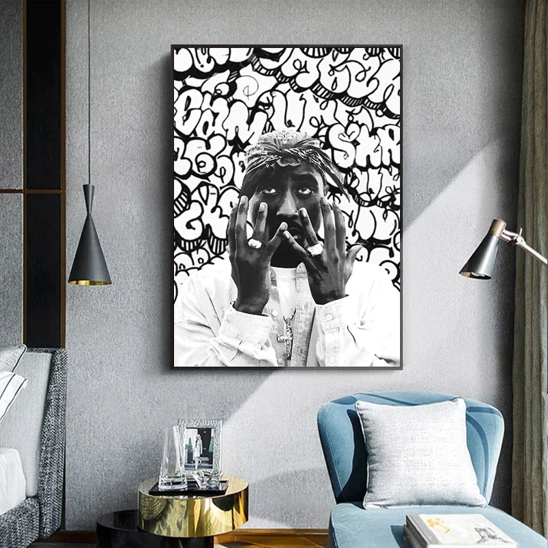 Tupac Shakur Poster Famous Music Hip Hop Rap Star Canvas Painting Singer 2PAC Wall Art Picture For Living Room Home Decoration