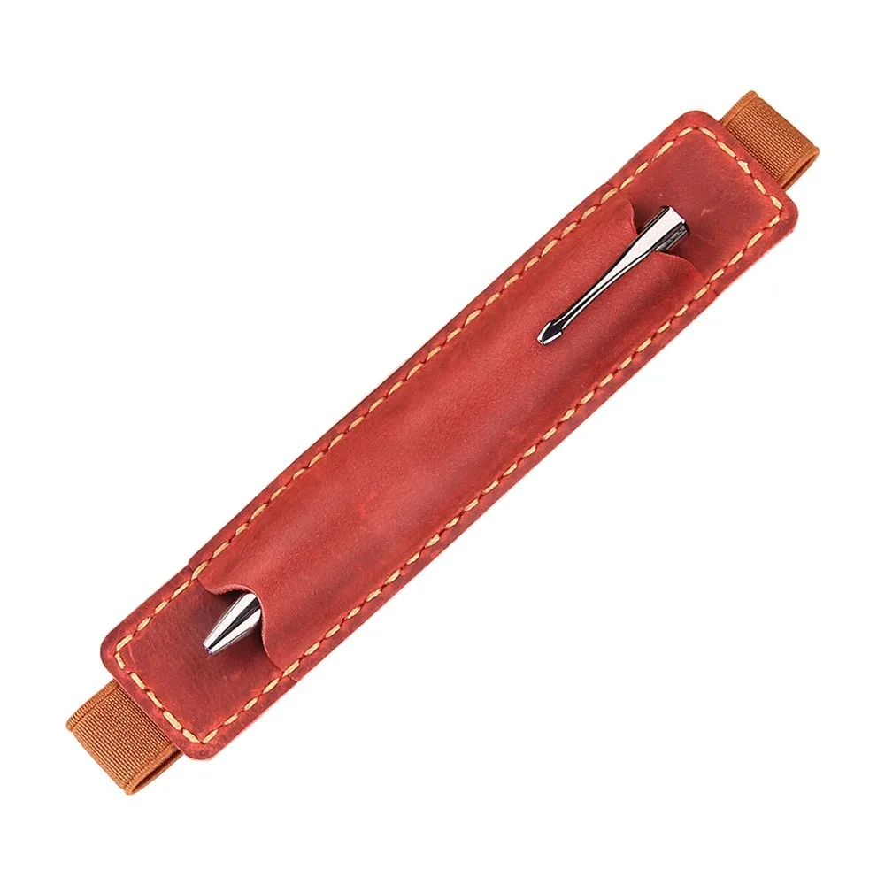 

Top Leather Leather Pencil Bag Crazy Horse Leather Protective Cover Pen Case Holder Handmade Vintage Portable Pen Pouch