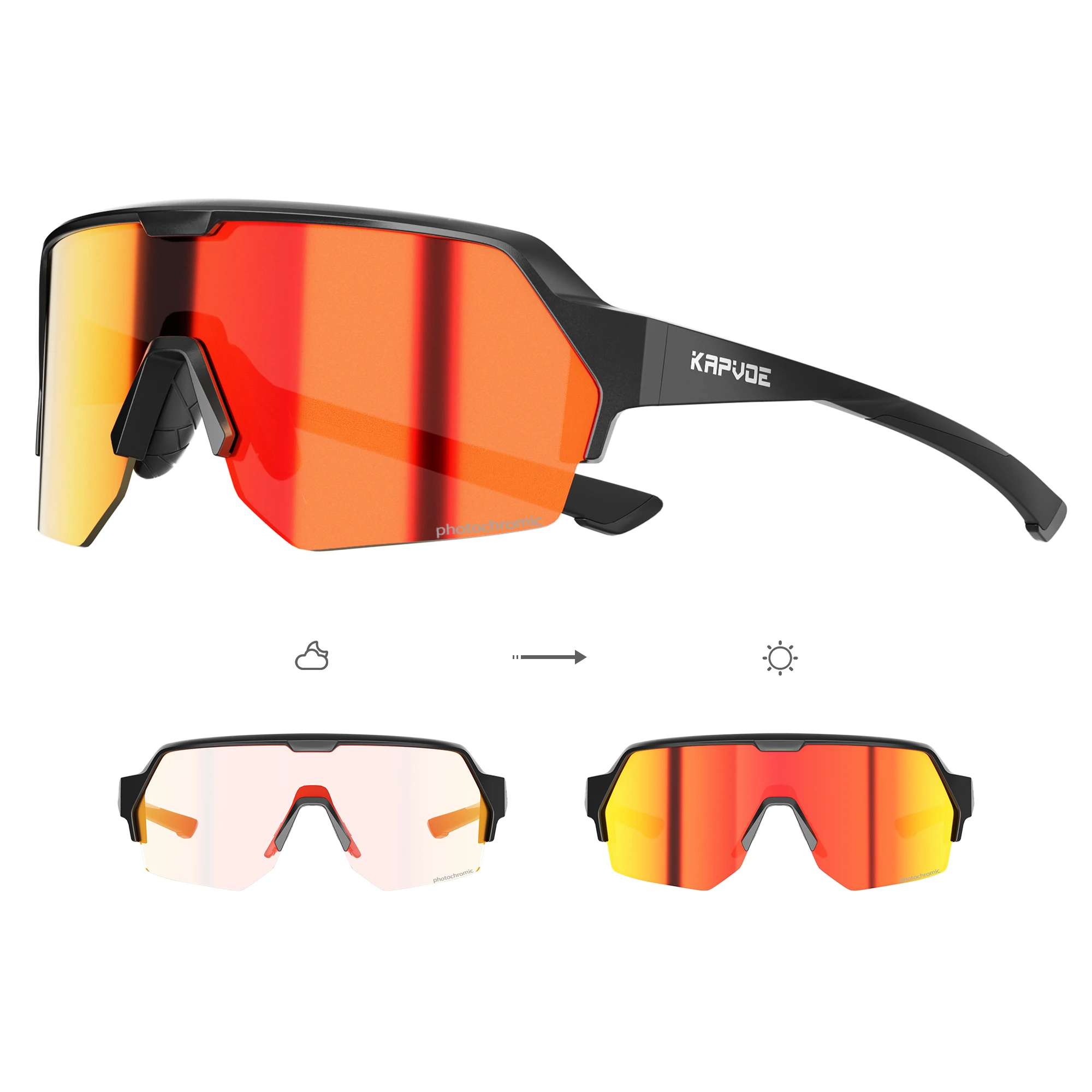 KAPVOE nouvelle mode photochromique hommes lunettes de soleil en plein air route vélo cyclisme lunettes femmes sport UV400 vtt conduite vélo lunettes