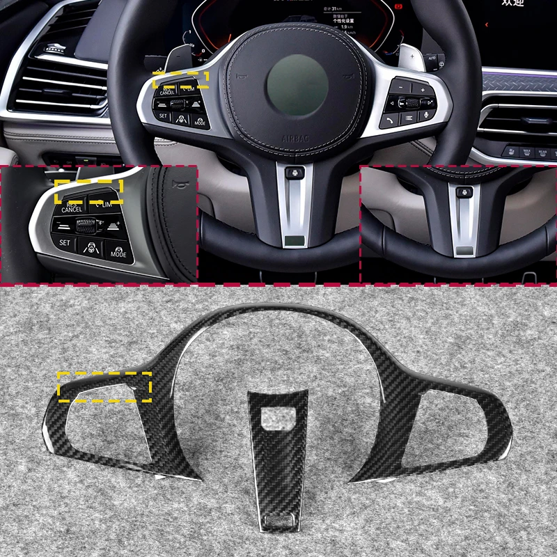 

Carbon Fiber Car Steering Wheel Panel Decoration Cover Trim Moulding For BMW F44 G29 G82 G80 G22 G21 G15 G16 F91 F92 F93 F95 X5M