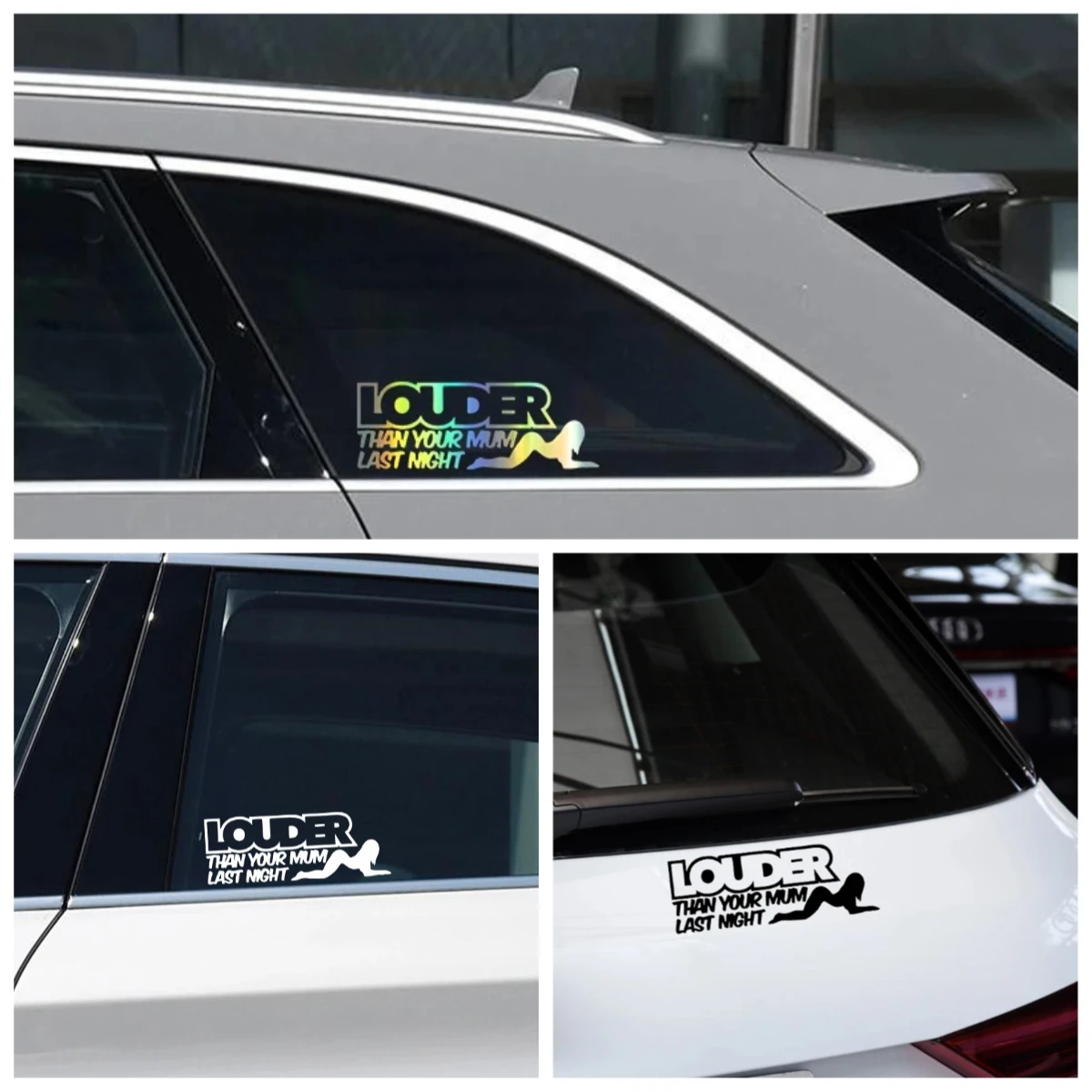 

Fun LOUDER THAN YOUR MUM LAST NIGHT Car Window Sticker Decal Black Silver Vinyl