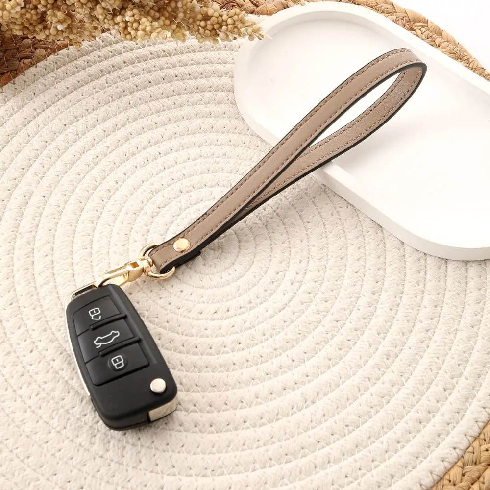 Versatile Anti-Lost Leather Wrist Strap Clutches Strap Hand Carry Bag Belt Keychain Colourful Handbag Handle Girls