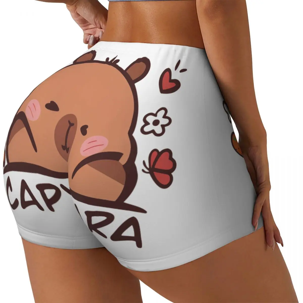 Custom Cartoon Animal Pets Capybara Gym Biker Running Shorts for Women Workout Yoga Shorts
