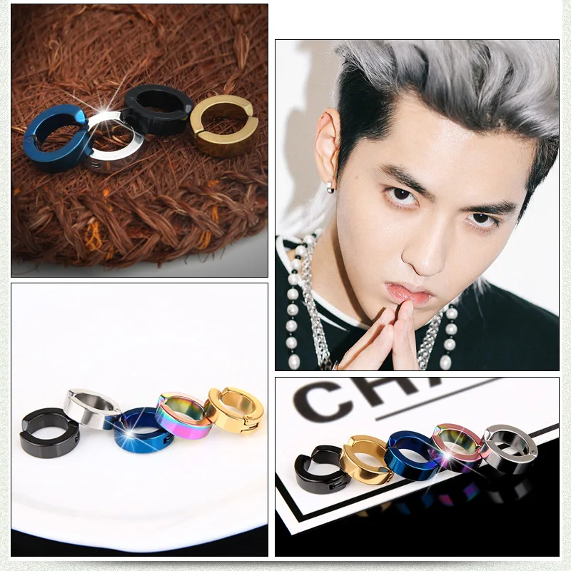 1 Pair Magnetic Ear Clip Men and Women Stainless Steel Non-Perforated Fake Gauge Earrings Hip Hop Punk Jewelry Gift Wholesale