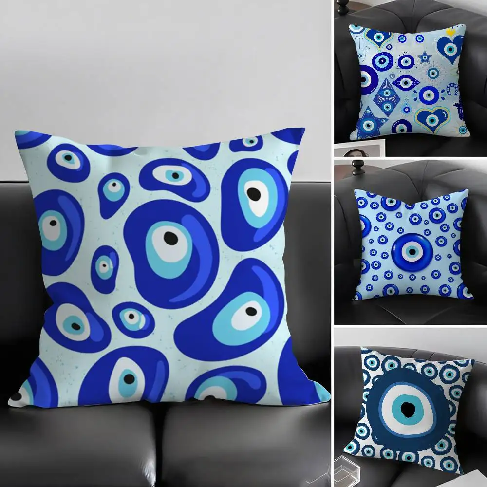 

Evil Eye Symbol Art Pillow Case Plush Fabric Soft Double-Sided Printed Sofa Warm Winter Home Gift Cushion Cover