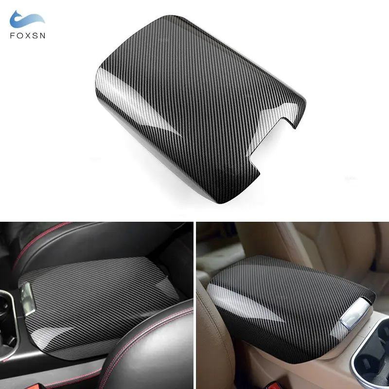 Carbon Fiber Texture Car Styling Center Control Armrest Box Cover Trim For Porsche Cayenne 2011 2012 2013 2014 2015 2016 2017