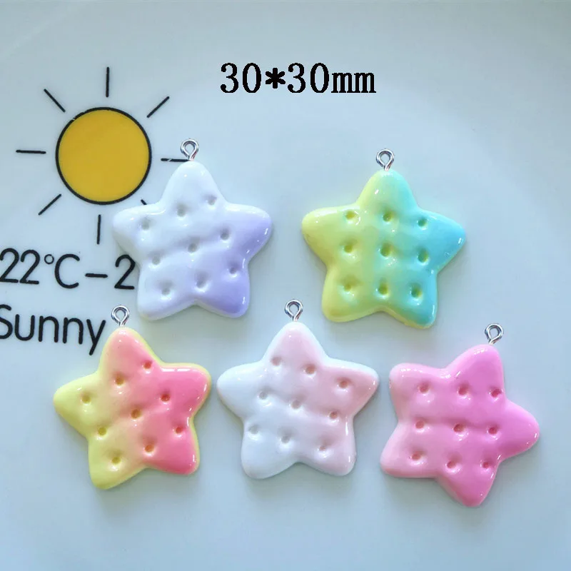 10Pcs  Simulation Cute Star Biscuit Resin Charms for Jewelry Making Accessories DIY Earring Necklace Decoration Jewelry Findings