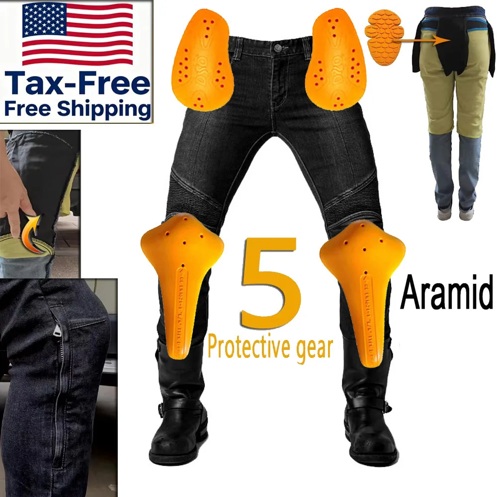 

Motorcycle Riding Jeans Men Aramid Protective Pants Motocross Armor Sports Racing Pants Spring Autumn Moto Protection Gear