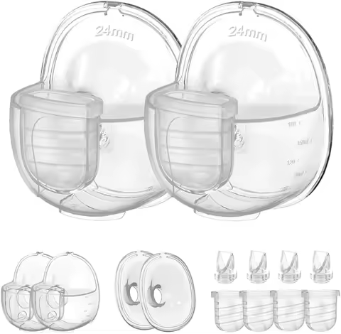 Two Full Sets Breast Pump Parts with 24mm Flange Compatible with Lansinoh Discreet Duo/NCVI/Nuliie S32 Breast Pump Replacement
