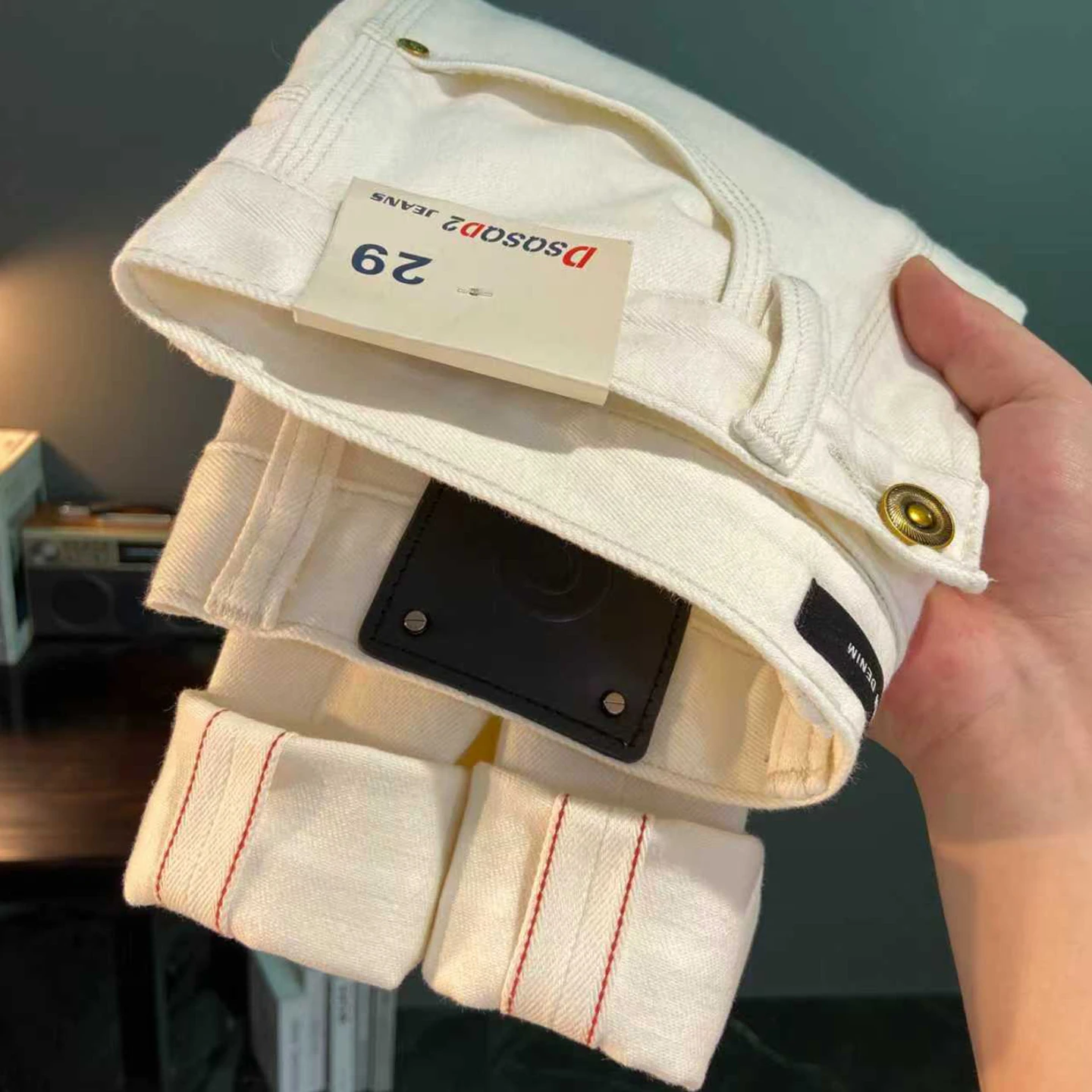 

Осенние мужские джинсы Red Selvedge Denim бежевого цвета — высококачественные узкие прямые брюки в американском стиле в европейском стиле на осень/винин