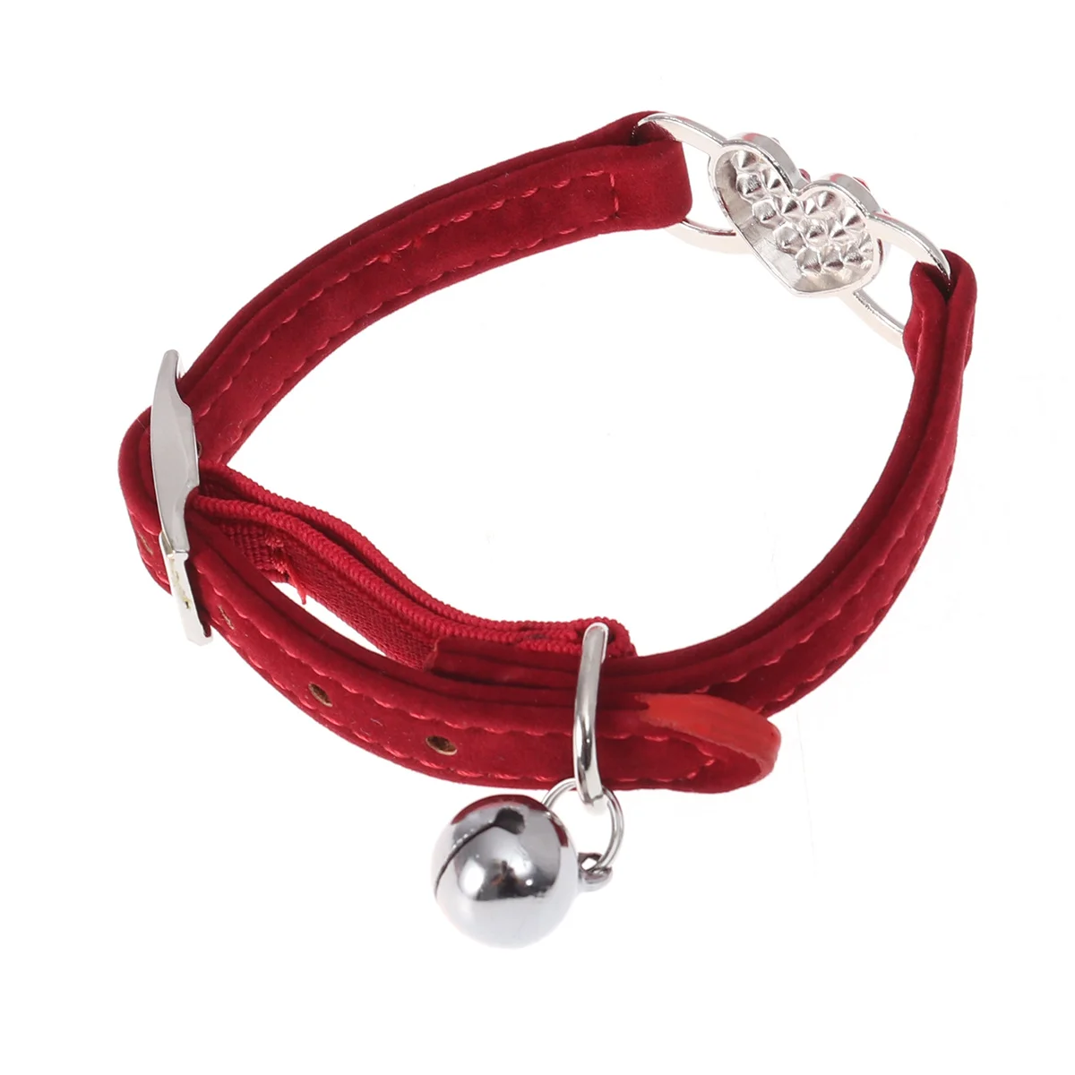 

Adjustable Peach Heart Pet Collar Red Color Polyester Dog Cat Collar Shiny Rhinestone Fashionable Pet Walking Gear