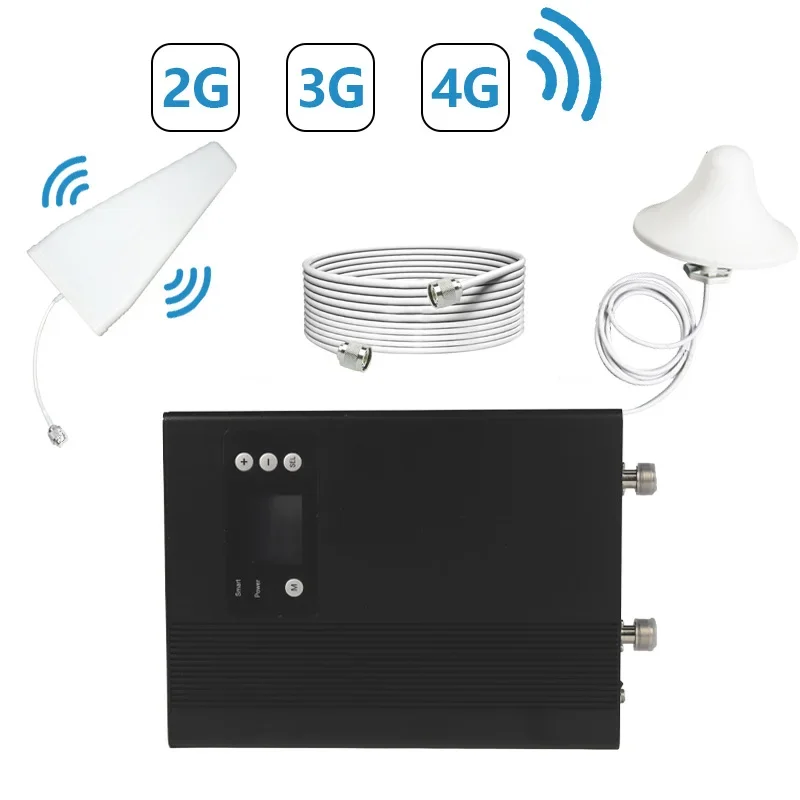 Real-time Gain Show In LCD Display 23dBm LTE800 1800MHz Dual Band Smart Mobile Signal Booster 3G 4G gsm Signal Amplifier