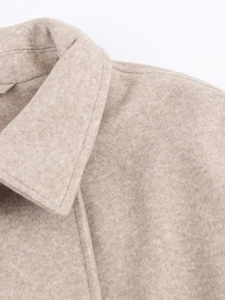 HH Frauen Mode Langarm Revers Mantel Frau Gürtel Tasche Einreiher Schmücken Casual Lose Mantel Herbst Outwear 4-farbe