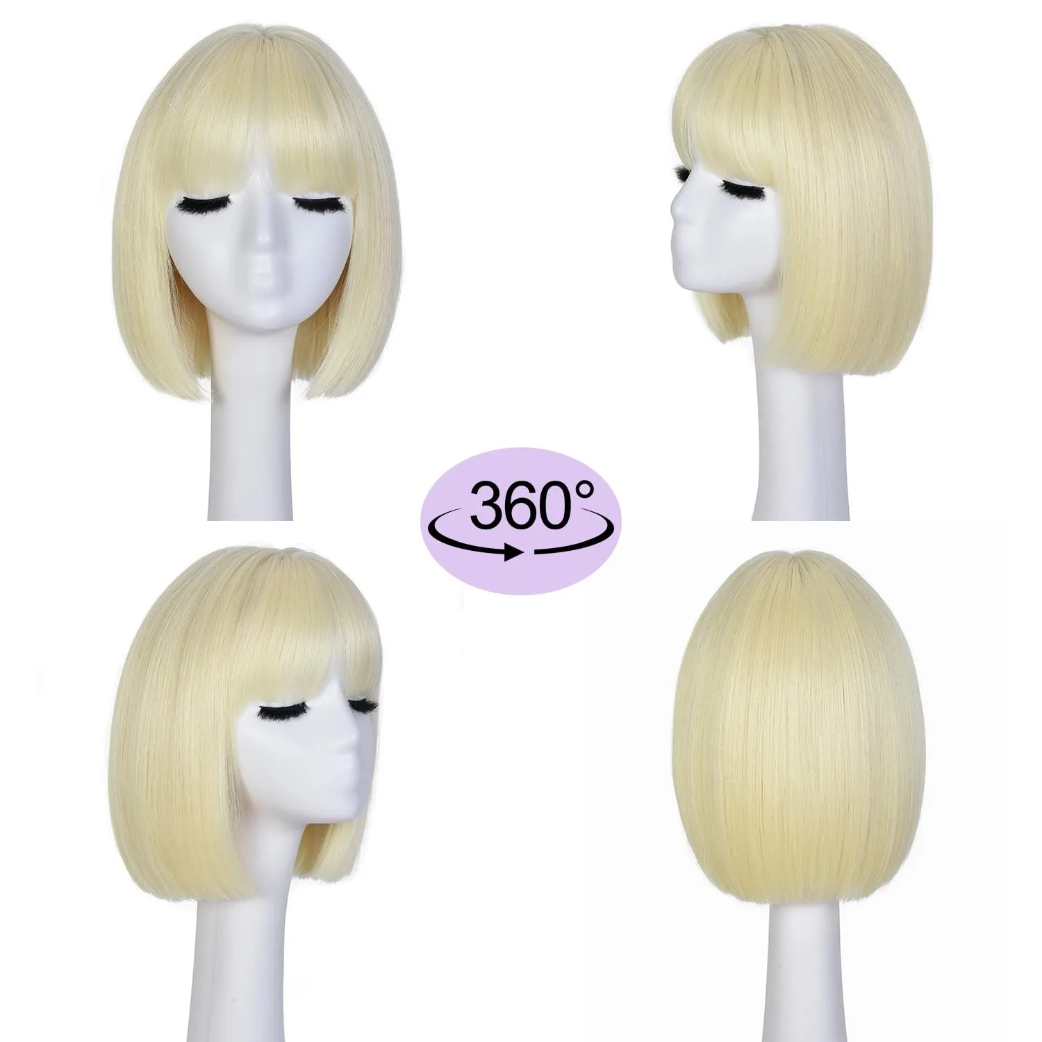 Short bob synthetic wig for Halloween cosplay wig for role-playing daily party wig set