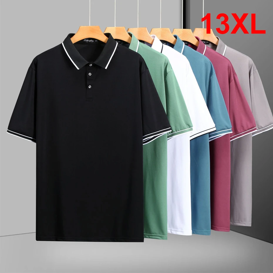 

13XL Plus Size Polo Shirt Summer Short Sleeve Polo Shirts Men Fashion Casual Breathable Shirts Male Summer Tops 12XL 13XL