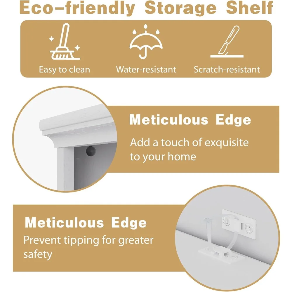 2-الرف الأبيض خزانة الكتب أرفف الكتب الخشبية 33in واسعة الطابق الدائمة عرض رفوف التخزين خزانة الكتب المنخفضة للمكتب المنزلي #4