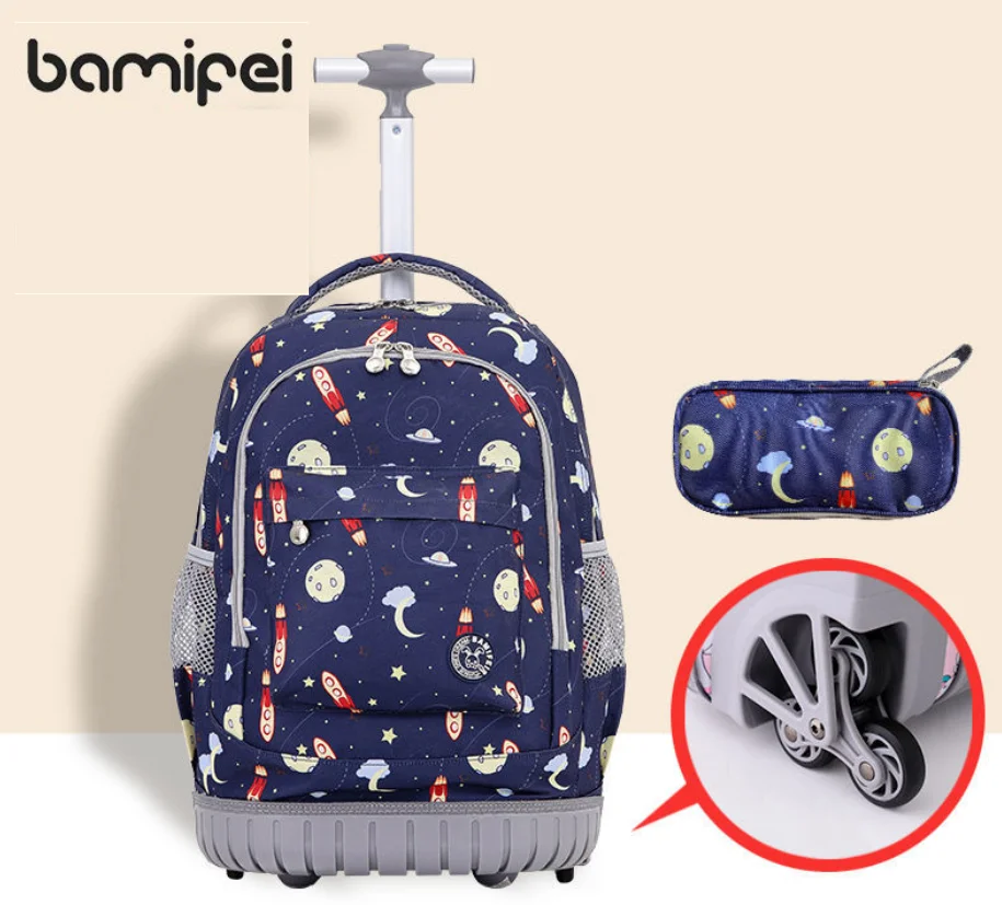 18 Inch  Rolling Backpack 6 wheels 16 Inch Travel Luggage Suitcase Girls Wheeled Backpack for College School Trolley Bags Boys