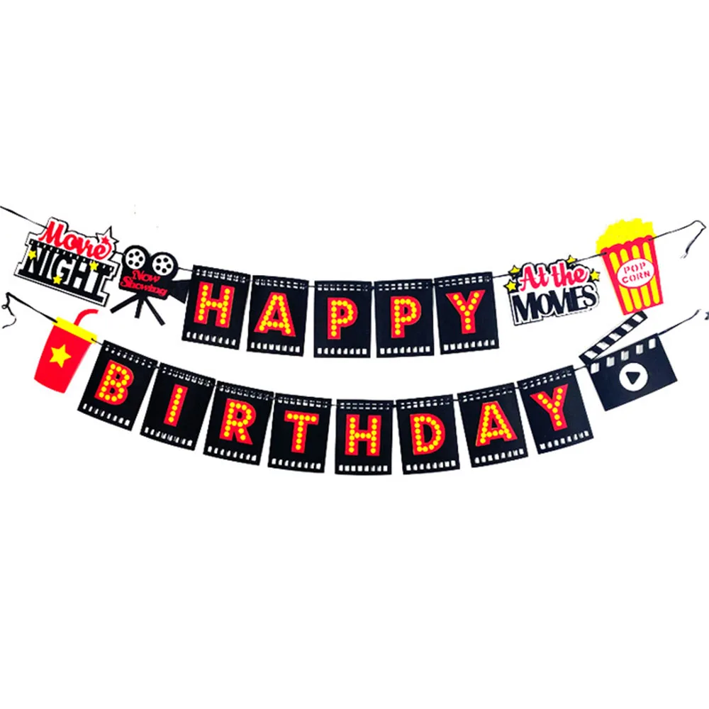 Party Cupcake Topper Film Nacht Paries Geburtstag Film Thema Party Popcorn Kino Ticket Lampe Licht Kamera Kuchen Dekoration – Detail 10