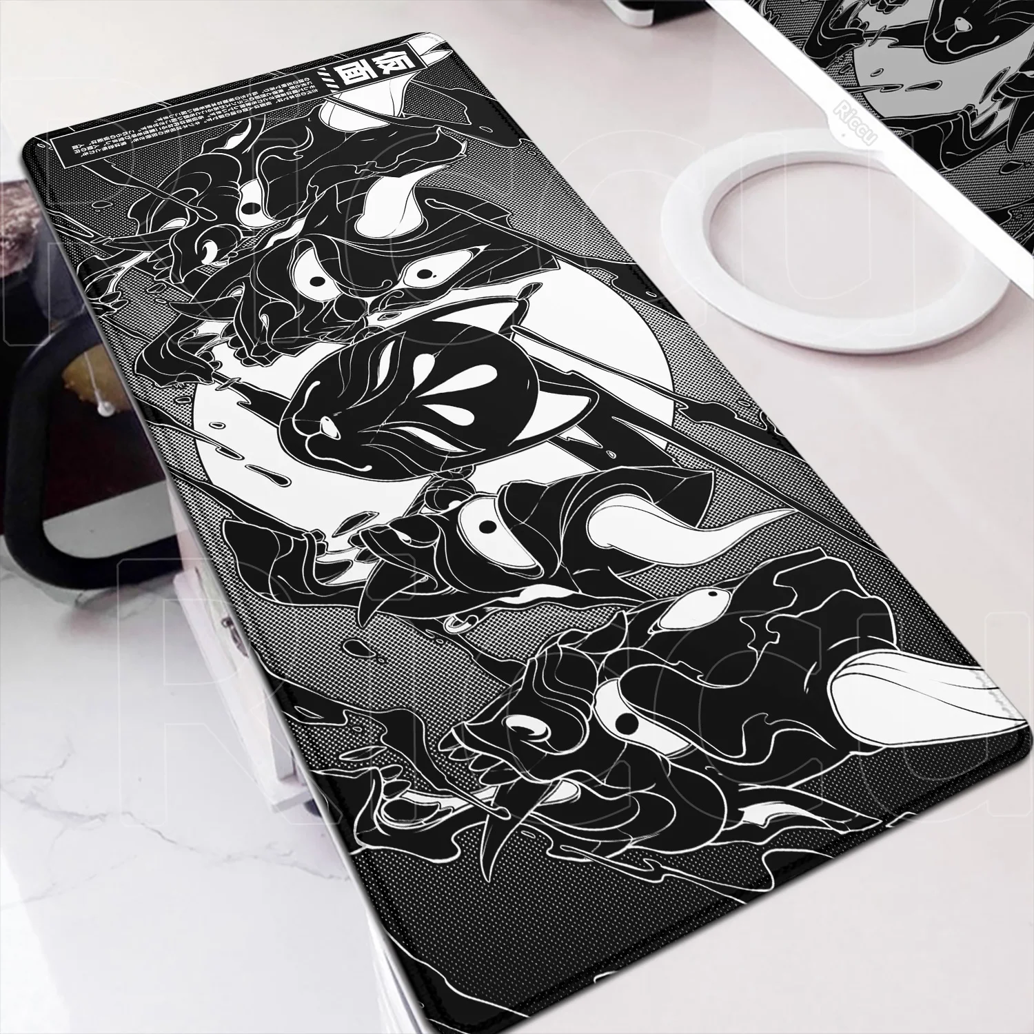 

400x900mm Anime Oni Mouse Pad Gamer Large Mousepad Japanese Deskmat Xxl Gaming PC Office Accessories for Computer Black Mousemat
