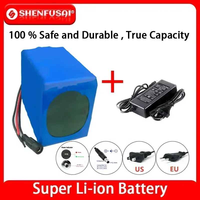 

6S6P 25.2V E-Bike Scooter Wheelchair Four-Wheeler Lithium Battery Pack BMS+ Charger 24V 50Ah 18650 Large-Capacity Battery Pack