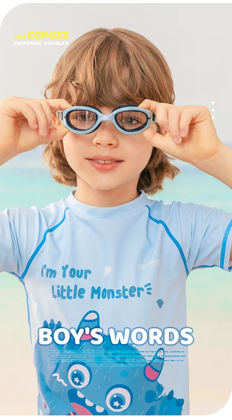 COPOZZ Bunte Schwimmbrille für Kinder, professionelle Schwimmbrille für Kinder, beschlagfrei, UV-Schutz, Wasserbrille für Jungen und Mädchen – Detail 1