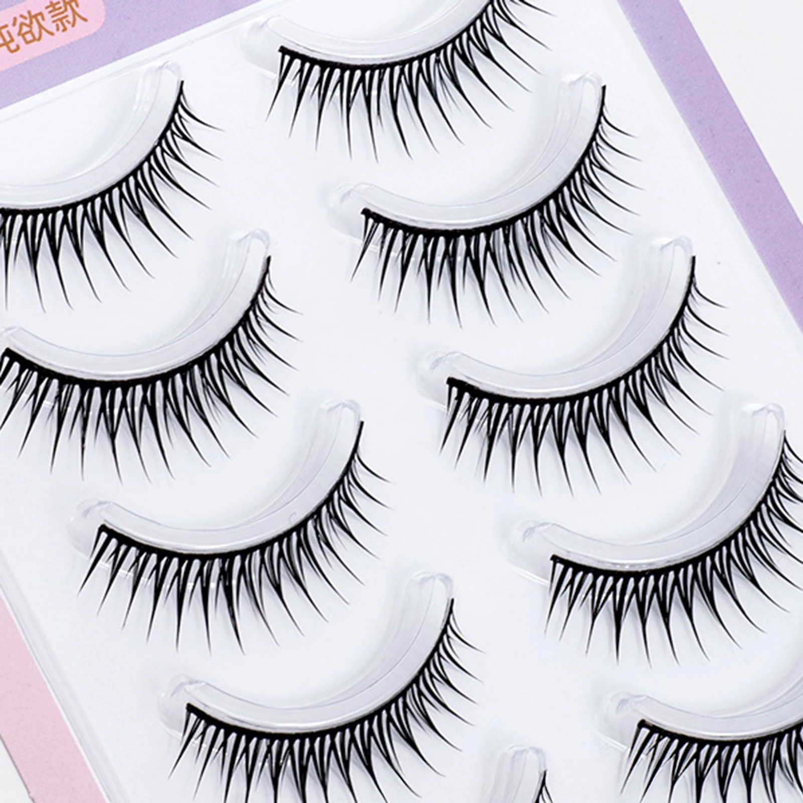 Falsche Wimpern im koreanischen Stil, kleberfrei, Vollstreifen-Wimpern, 5 Paar, Cosplay, Wispy-Streifen-Wimpern für Frauen und Mädchen, Make-up