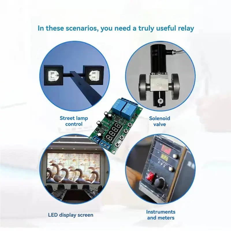 Y45A-YF-7 Dual Channel AC 220V Delay Relay Module Digital Display For Automation Control Cycle Pulse Timer Switch Board