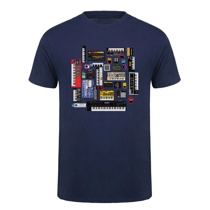 Analog Modular Synthesizer Music Producer Keyboard T-Shirt Short Sleeve  Synth Beat Maker Gift Tops HJ-143