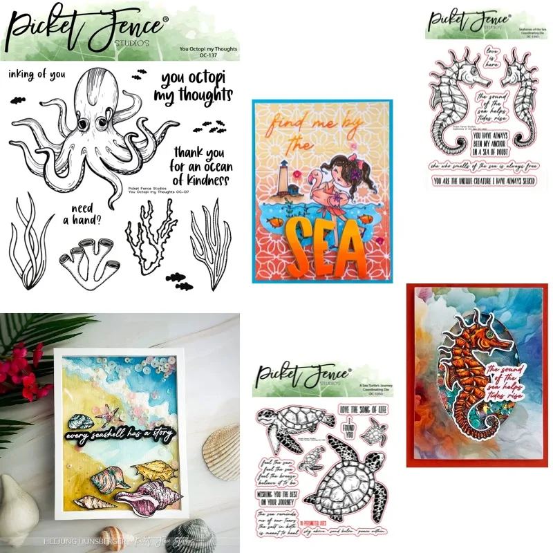 Seahorses of the Sea beauty New 2026 Metal Cut Dies and Clear Stamps Scrap Booking to Make Paper Engraving Frames Card Craft Set