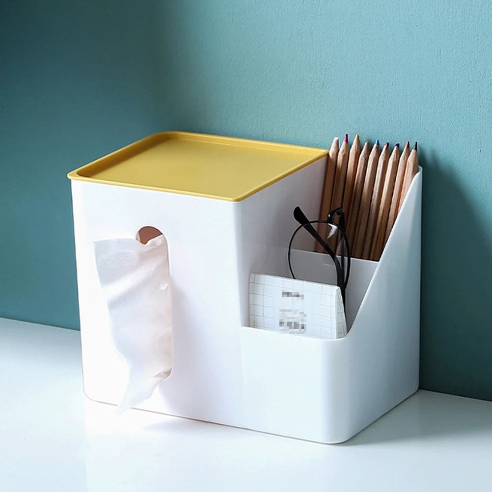 

Remote Control Storage Box PP Material Tissue Desktop Organizer Multifunction Dustproof Modern Style