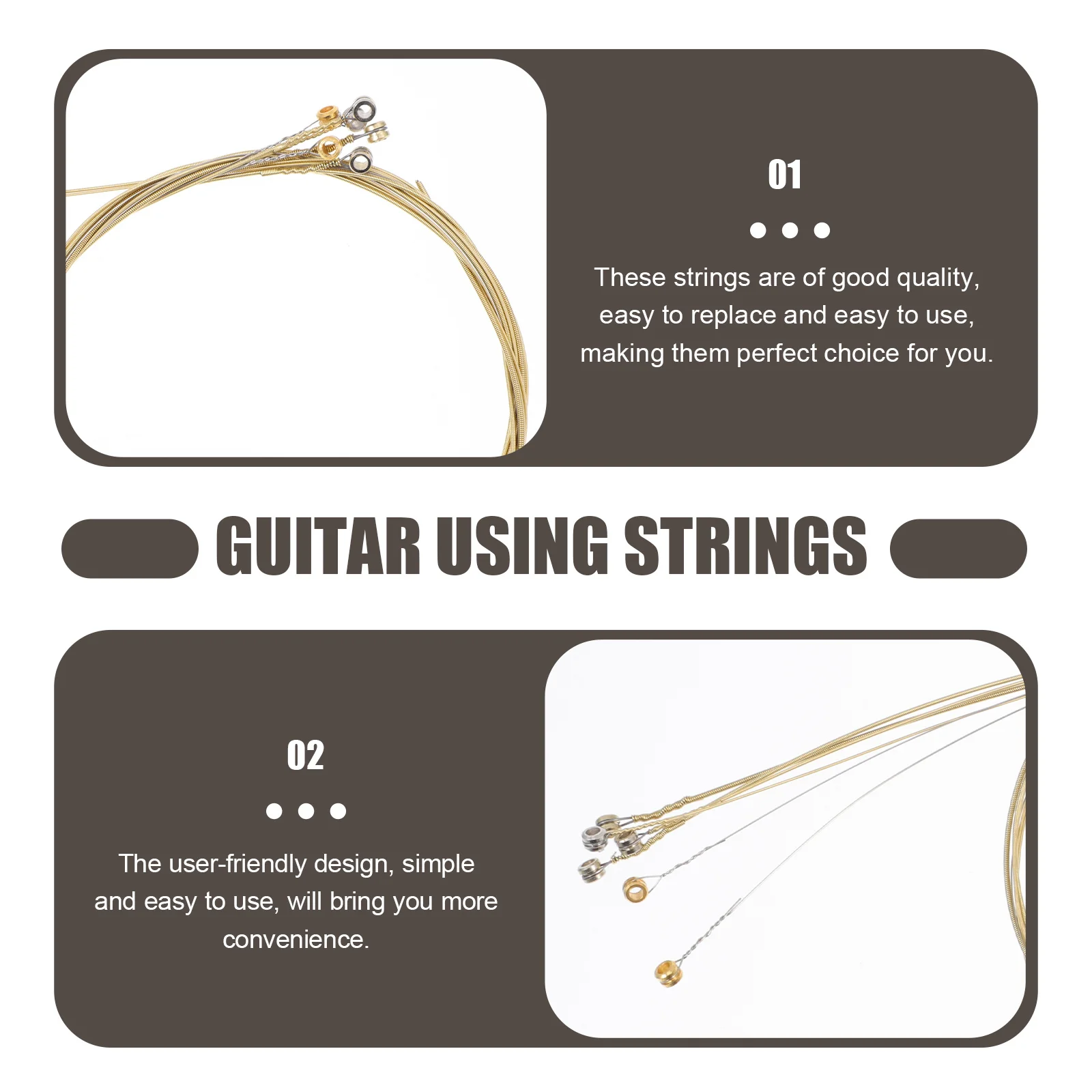 

12Pcs Guitar Strings Durable Rust Proof Replacement for Folk Guitar Easy to Replace Sweet Resonant Performance Strings