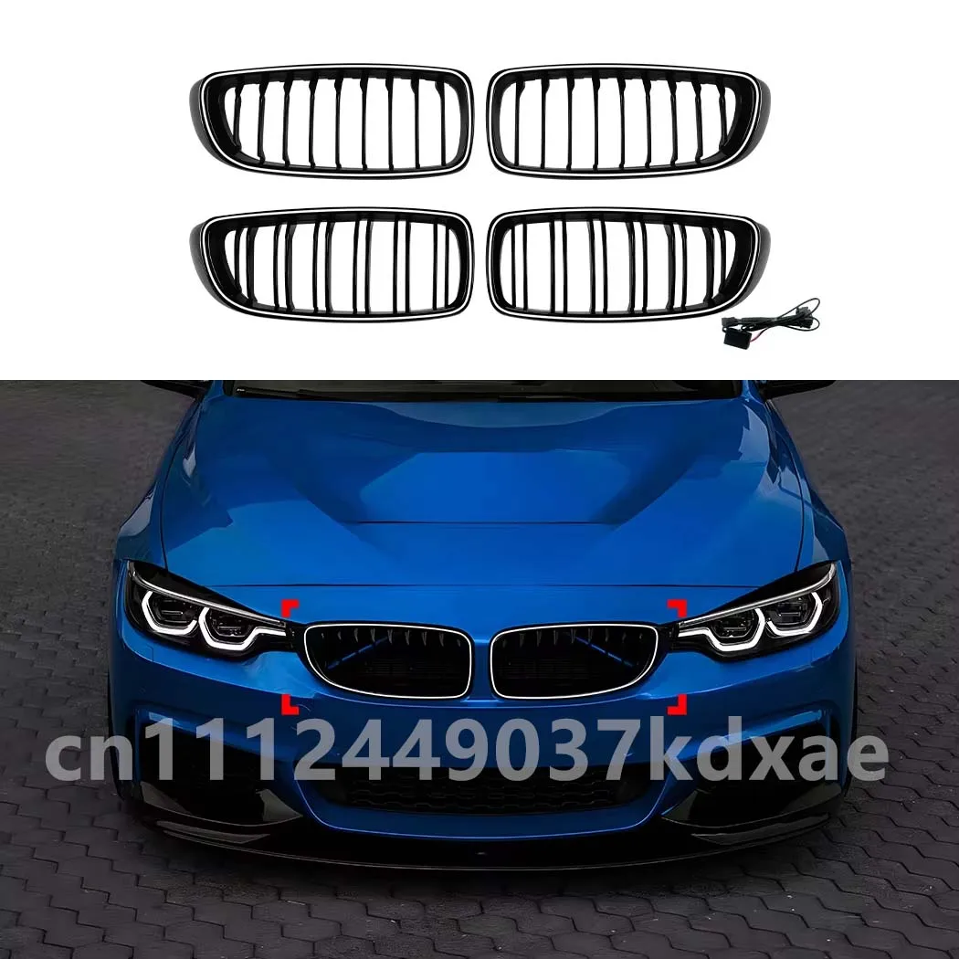

For 2014-2020 BMW 4 Series F32 F33 F36 418i 420i 430i 440i Kit Tuning Car Front Bumper Grille LED Light Racing Grill